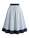 [Prevendita] 2PCS Gonna Deep Blue Anni '50 Fitted con Revers Blouse e Vertical a Righe 13