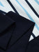 [Prevendita] 2PCS Gonna Deep Blue Anni '50 Fitted con Revers Blouse e Vertical a Righe 15