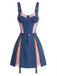 [Prevendita] Minigonna Blu Anni '50 in Denim in Pizzo Corsetto Top e Chain 2