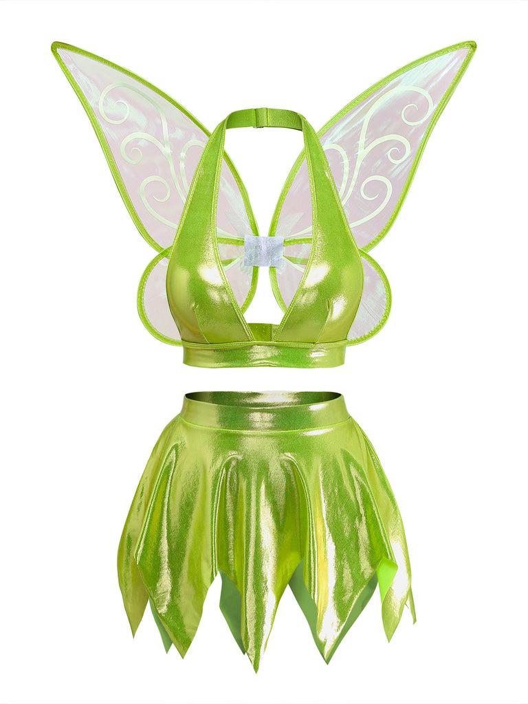 3PCS 2PCS Verde Anni '50 Fairy Princess Costume Set con Wings 2