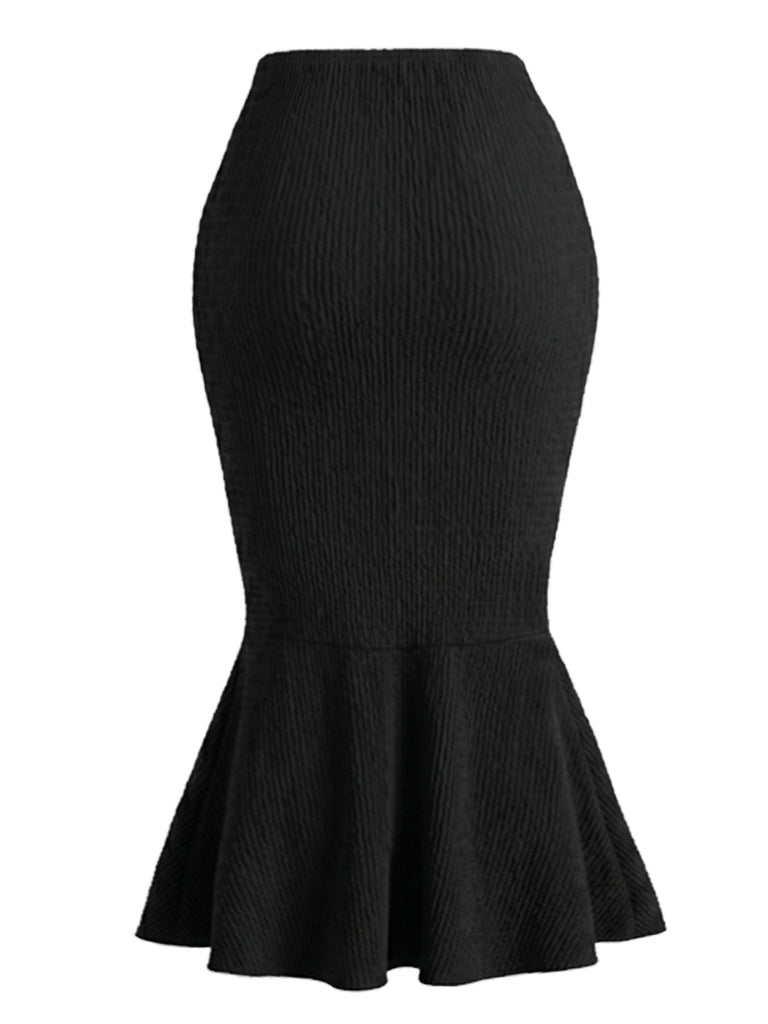 [Prevendita] 2PCS Gonna Nero Anni '60 in Maglia con Scollo all'Americana Top e Mermaid Set 7