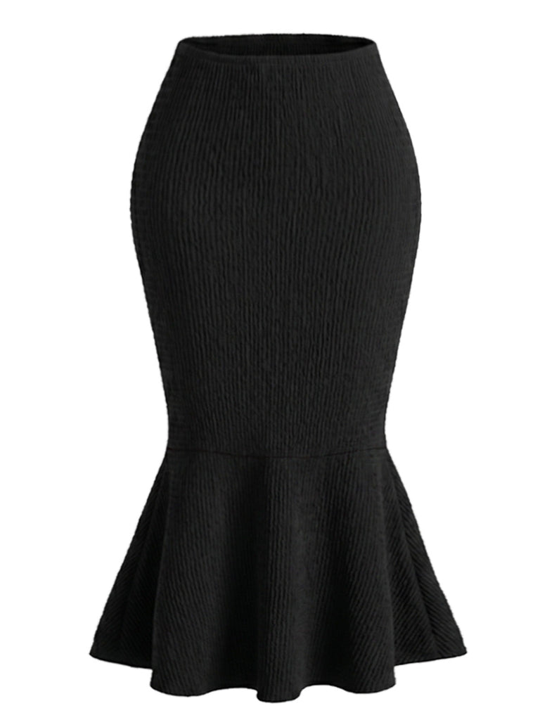 [Prevendita] 2PCS Gonna Nero Anni '60 in Maglia con Scollo all'Americana Top e Mermaid Set 6