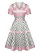 [Prevendita] Abito Rosa Anni '50 in Raso a Pois con Fiocco e Scollo a V 2