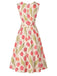 [Prevendita] Abito Rosa Aranciato Anni '50 Tulip Stampa Surplice Scollo Senza Maniche Linea A 3