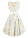 [Prevendita] Abito Giallo Verde Anni '50 Acquerello Floreale con Fiocco Senza Maniche Rockabilly 2