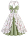 [Prevendita] Abito Gray Green Anni '50 Floreale con Volant con Scollo all'Americana Patchwork 2