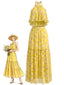 [Prevendita] 2PCS Top in Chiffon Floreale e Gonna a Balze Anni '80 con Ruches