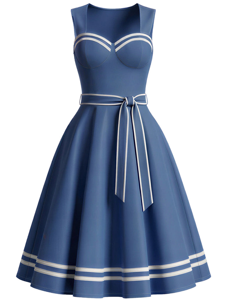 [Prevendita] Abito Blu alla Marinara con Bordo a Contrasto e Tasche Anni '40 2