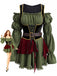 Abito Verde Anni '60 di Halloween Pirata Costume con Virago Maniche