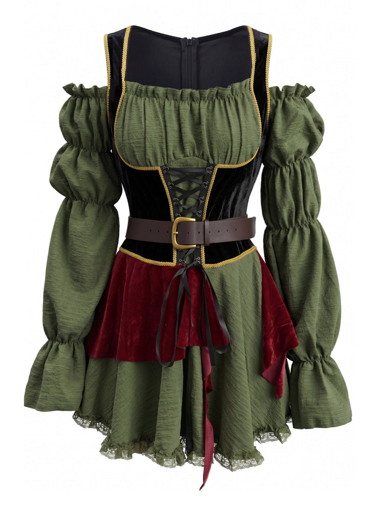 Abito Verde Anni '60 di Halloween Pirata Costume con Virago Maniche 2
