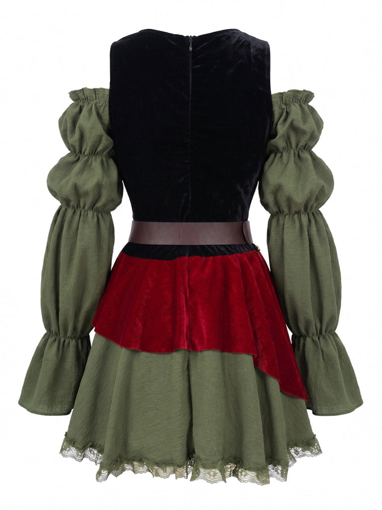 Abito Verde Anni '60 di Halloween Pirata Costume con Virago Maniche 3
