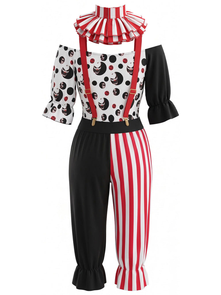 Set Cosplay Rosso Anni '40 di Halloween da Pagliaccio Spaventoso 3