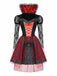 2PCS Abito Rosso Anni '50 Festa Horror in Pizzo Rete Patchwork con Mantella 3