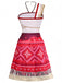 2PCS Set Cosplay Anni '70 Stile Moana Monospalla con Stampa Tribale