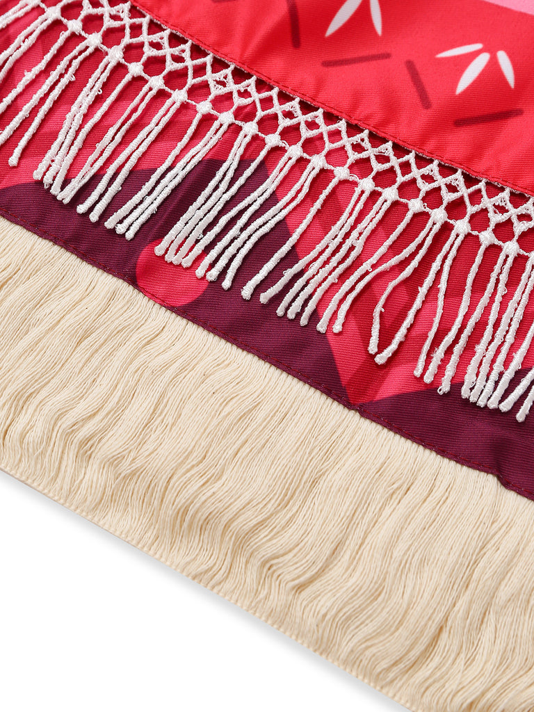2PCS Set Cosplay Anni '70 Stile Moana Monospalla con Stampa Tribale
