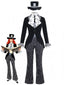 5PCS Completo Costume Nero Anni '40 Halloween e Pantaloni a Righe a Zampa