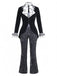 5PCS Completo Costume Nero Anni '40 Festa Horror a Righe Svasato per Travestimento 4