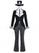 5PCS Completo Costume Nero Anni '40 Festa Horror a Righe Svasato per Travestimento 3