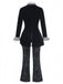 5PCS Completo Costume Nero Anni '40 Festa Horror a Righe Svasato per Travestimento 5