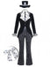 5PCS Completo Costume Nero Anni '40 Festa Horror a Righe Svasato per Travestimento 2