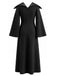 Abito Nero Anni '30 Gotico Strega Wing Collar Maniche a Campana Costume 3