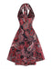 Abito Rosso Linea A Paisley Allacciatura al Collo Anni '70 3