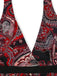 Abito Rosso Linea A Paisley Allacciatura al Collo Anni '70 4