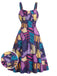 Abito Viola Anni '50 Patchwork Gotico Halloween Linea A