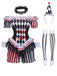 Completo Costume di Halloween Nero e Bianco Anni '50 da Arlecchino Pagliaccio