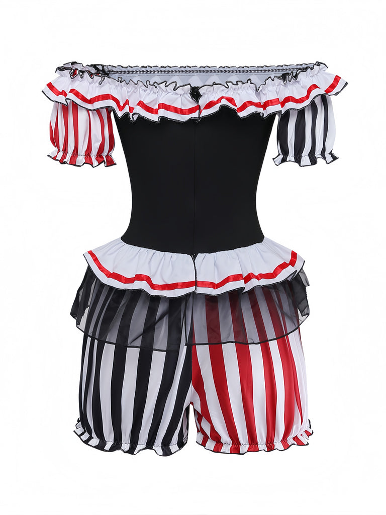 Completo Costume di Halloween Nero e Bianco Anni '50 da Arlecchino Pagliaccio 3