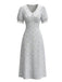 Abito Azzurro Baby Anni '30 Floreale a Fiorellini Scollo a V in Pizzo Patchwork 2