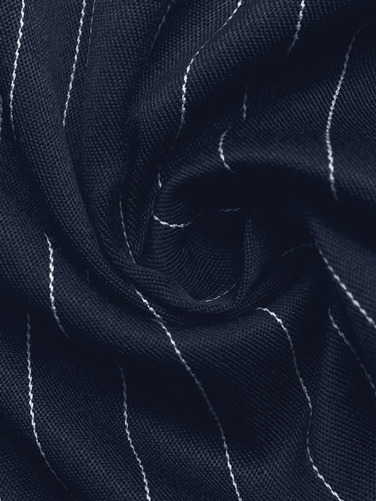 Abito Senza Maniche a Linea A Blu Navy a Righe con Cintura in Vita Anni '60 3