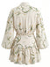 2PCS Gonna Apricot Anni '60 Linen Floreale con Revers Puff Top e 2