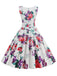 Abito Svasato Senza Maniche Floreale Scollo Surplice Anni '50 5