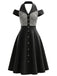 [Prevendita] Abito Nero e Bianco Anni '50 Vichy a Quadri con Scollo all'Americana Spalle Scoperte 2