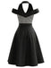 [Prevendita] Abito Nero e Bianco Anni '50 Vichy a Quadri con Scollo all'Americana Spalle Scoperte 3