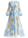 [Prevendita] Abito Maxi Blu Scollo a V Grande Margherita con Spacco Anni '70 2
