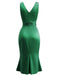 [Prevendita] Abito Verde Anni '50 in Raso Arricciato con Scollo a V e Gonna a Sirena 3