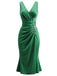 [Prevendita] Abito Verde Anni '50 in Raso Arricciato con Scollo a V e Gonna a Sirena 2