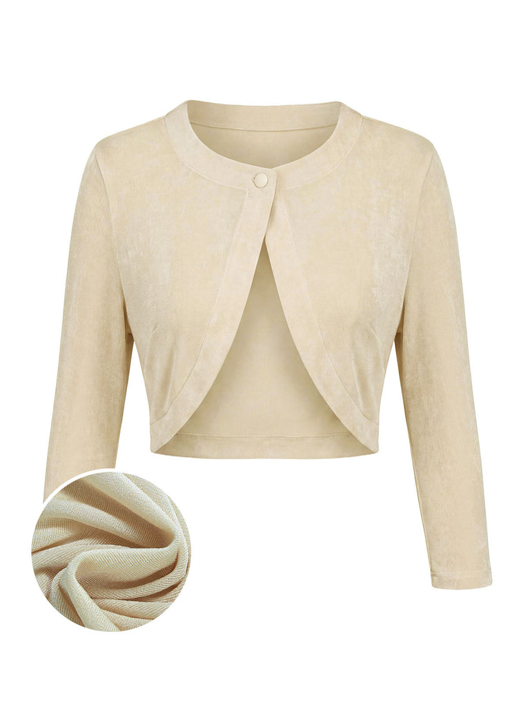 [Prevendita] 2PCS Abito Colore Crema Anni '40 Bolero Cardigan e Floreale 5