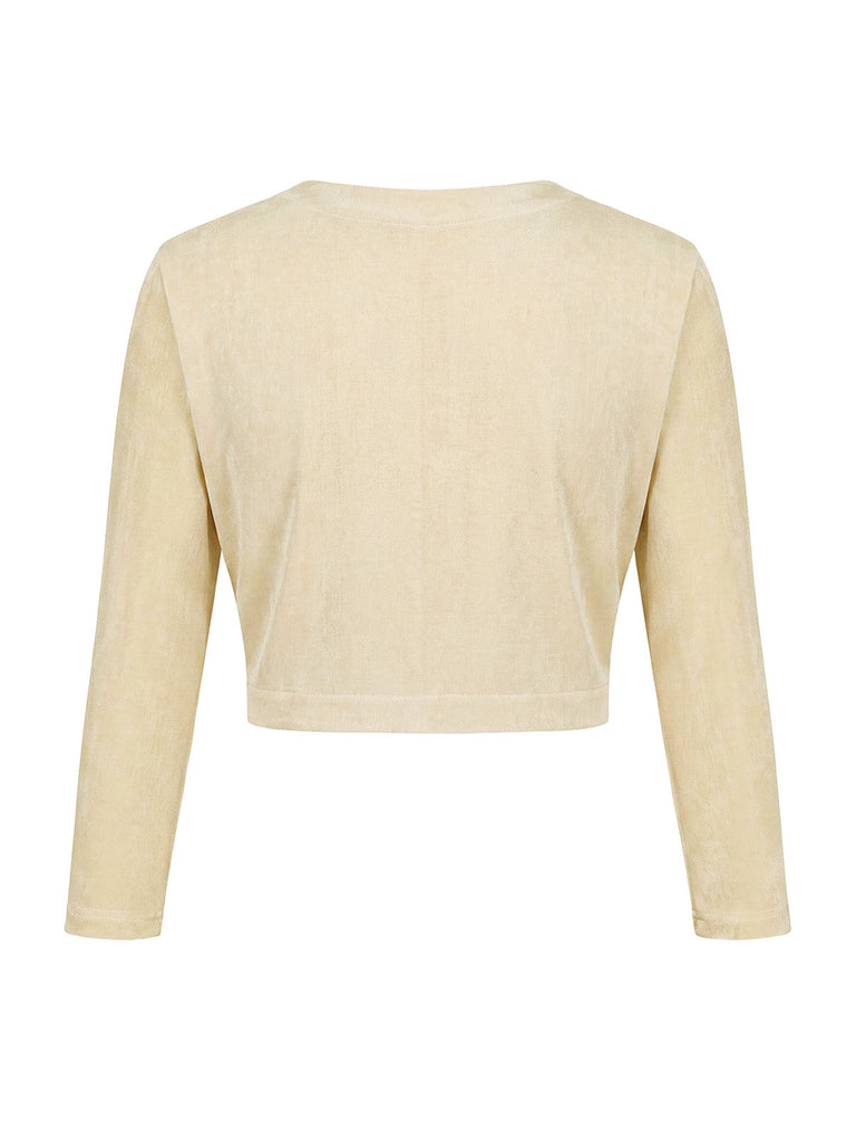 [Prevendita] 2PCS Abito Colore Crema Anni '40 Bolero Cardigan e Floreale 8