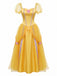 Completo Abito Giallo Anni '70 Principessa Rosa con Fiocco e Maniche a Sbuffo 2