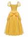 Completo Abito Giallo Anni '70 Principessa Rosa con Fiocco e Maniche a Sbuffo 3