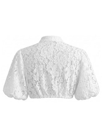 Top Corto Bianco Anni '50 in Pizzo Floreale Trasparente con Keyhole