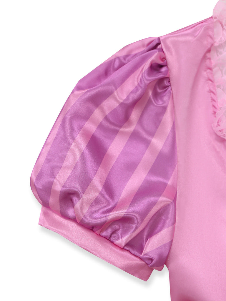 Abito Rosa Violetto Anni '50 Fiabesco con Allacciatura in Pizzo e Maniche a Sbuffo 5
