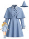 Set Costume Blu Anni '50 da Strega con Abito Mantella e Cappello