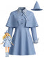Set Costume da Strega Blu anni '50: Abito, Mantello e Cappello