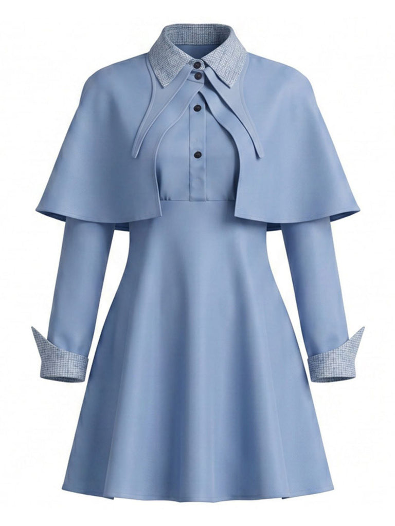 Set Costume da Strega Blu anni '50: Abito, Mantello e Cappello