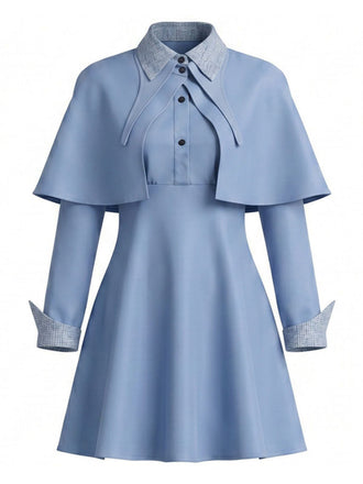 Set Costume da Strega Blu anni '50: Abito, Mantello e Cappello