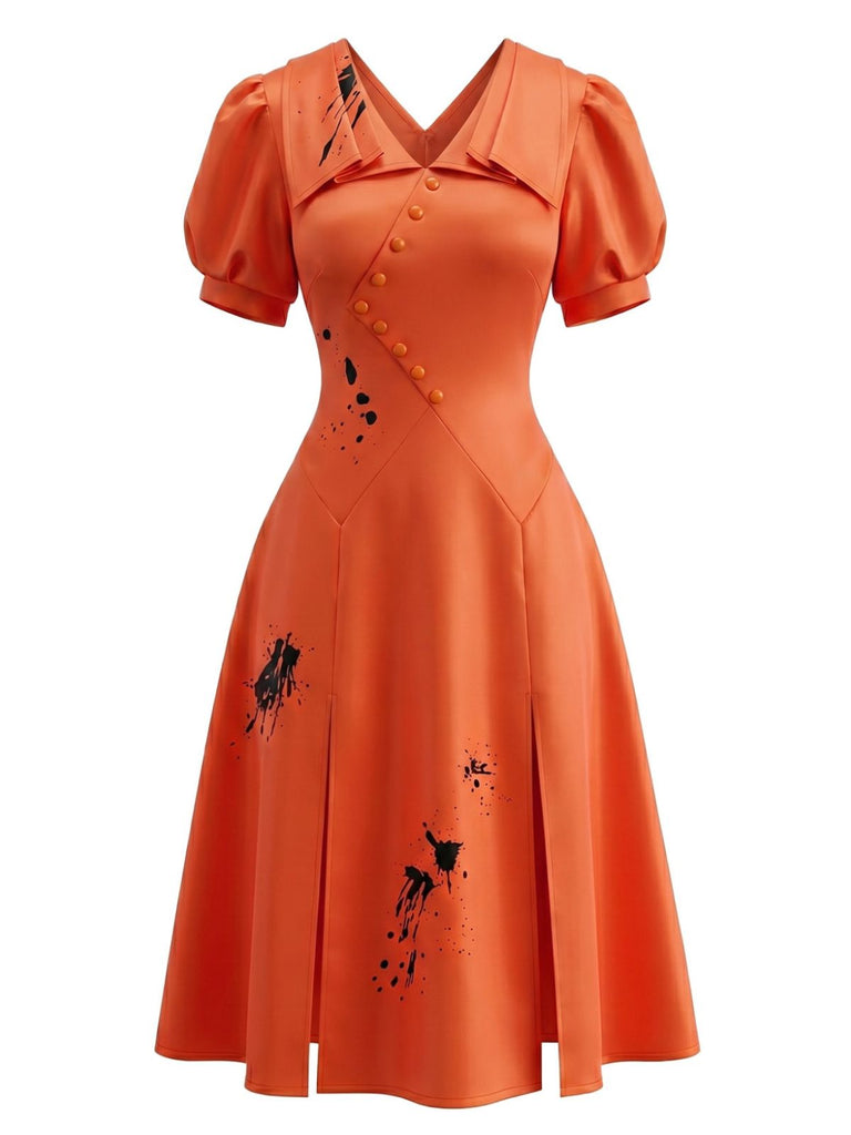 Abito Satin Anni '50 Sangue Splatter di Halloween Vintage 2